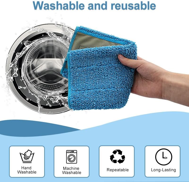 6 Pack Replacement Mop Refills Compatible with Rejuvenate Click N Clean Multi-Surface Spray Mop System,Washable Mop Heads Pads for Wet Dey Use