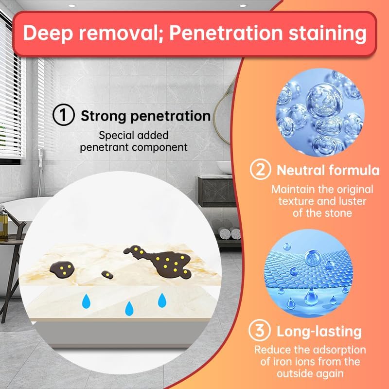 500ml Rust Stain Remover Neutral Metal Cleaner Marble Rust Remover - Powerful and Effective in Removing Rust and Stains From Marble, Granite, Tile, and Metal