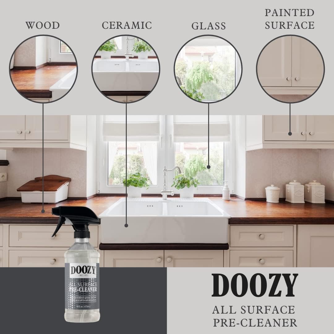 Doozy All Surface Pre-Cleaner - Pre Treatment to Easily Remove Built Up Grease, Grime, Dirt, Wax & Oil on Furniture, Wood, Glass, Plastic, Metal, Ceramic & Household Surfaces - 16 Ounce