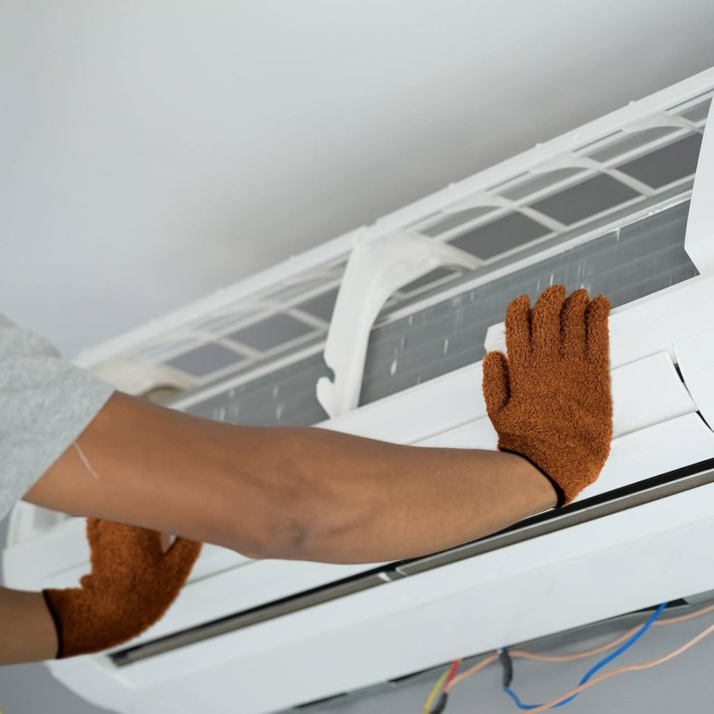 Bencailor 6 Pairs Microfiber Dusting Gloves, Dusting Cleaning Gloves Microfiber Gloves for Plants House Blinds Car Dust Mitt (Vintage Color,Medium)