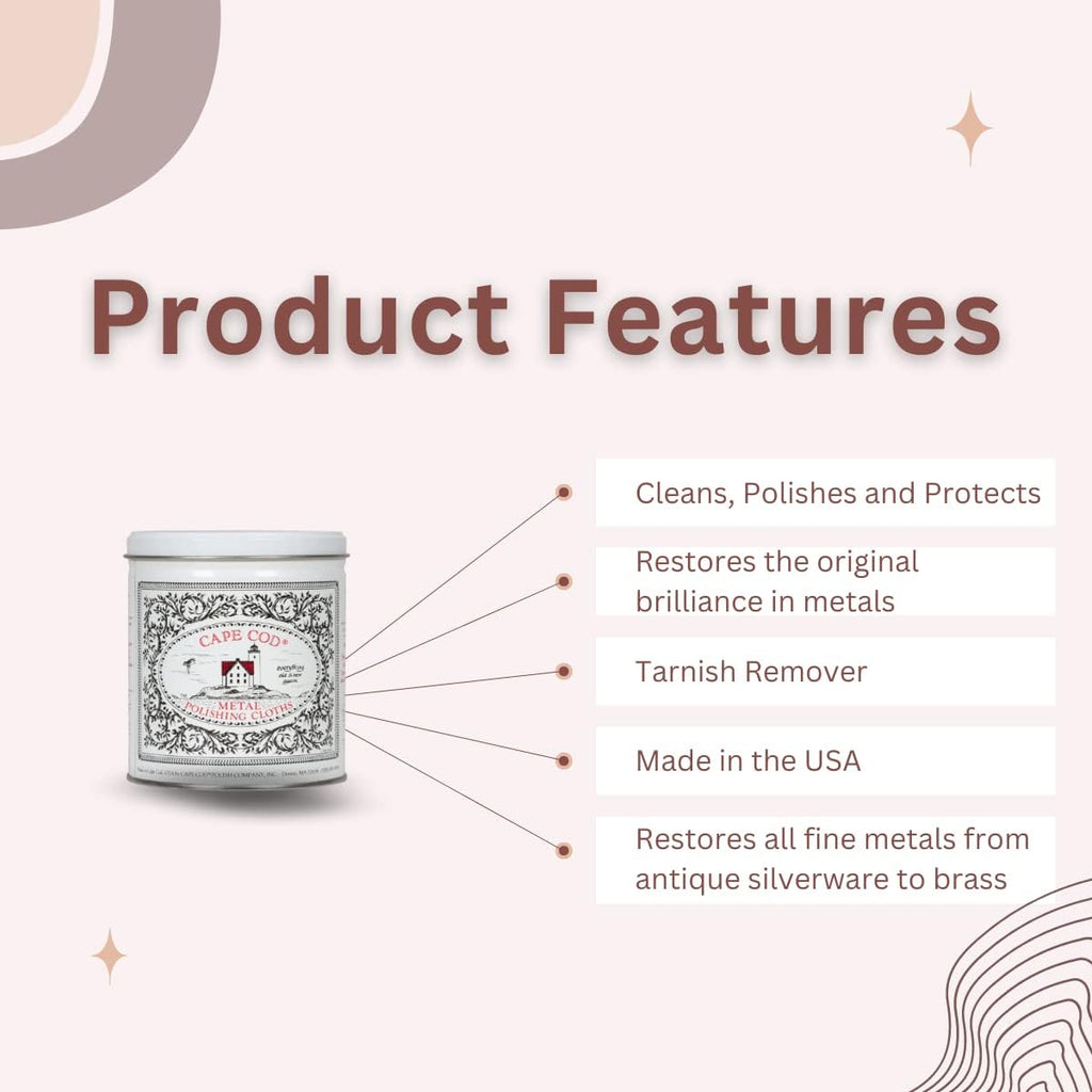 Cape Cod Polishing Metal Tin Bundle for Fine Metals | (12) 4X6 Polishing Cloths | (1) 12x12 Buffing Cloth | (1) Pair of Nitrile Gloves