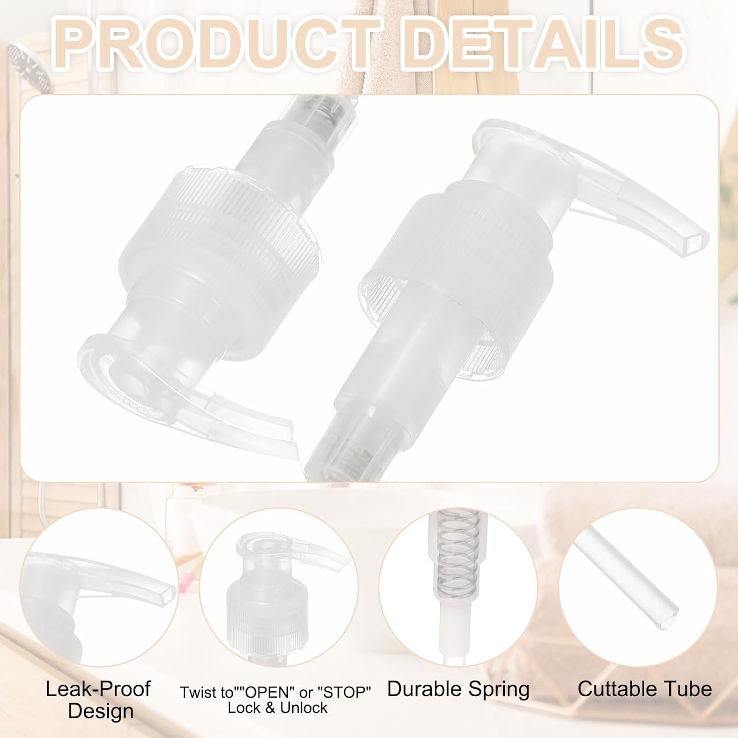 uxcell 16 Pcs Soap Dispenser Pump Heads Soap Dispensers Top Pumps Replacement Switch Pumphead for Standard 24/421 Neck Size Lotion Shampoo Bottle, Transparent