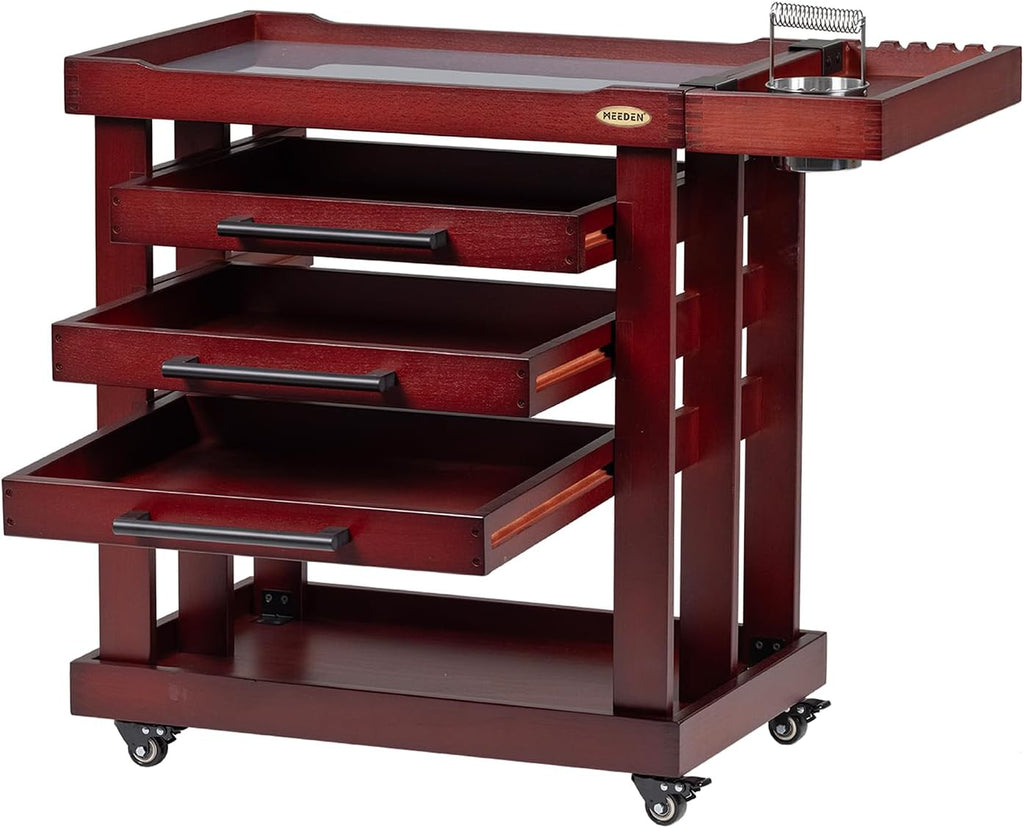 MEEDEN Art Supply Storage Cart, 5 Tier Solid Beech Wood Utility Rolling Cart with 3 Drawers, Craft Orgnizer on 4 Wheels