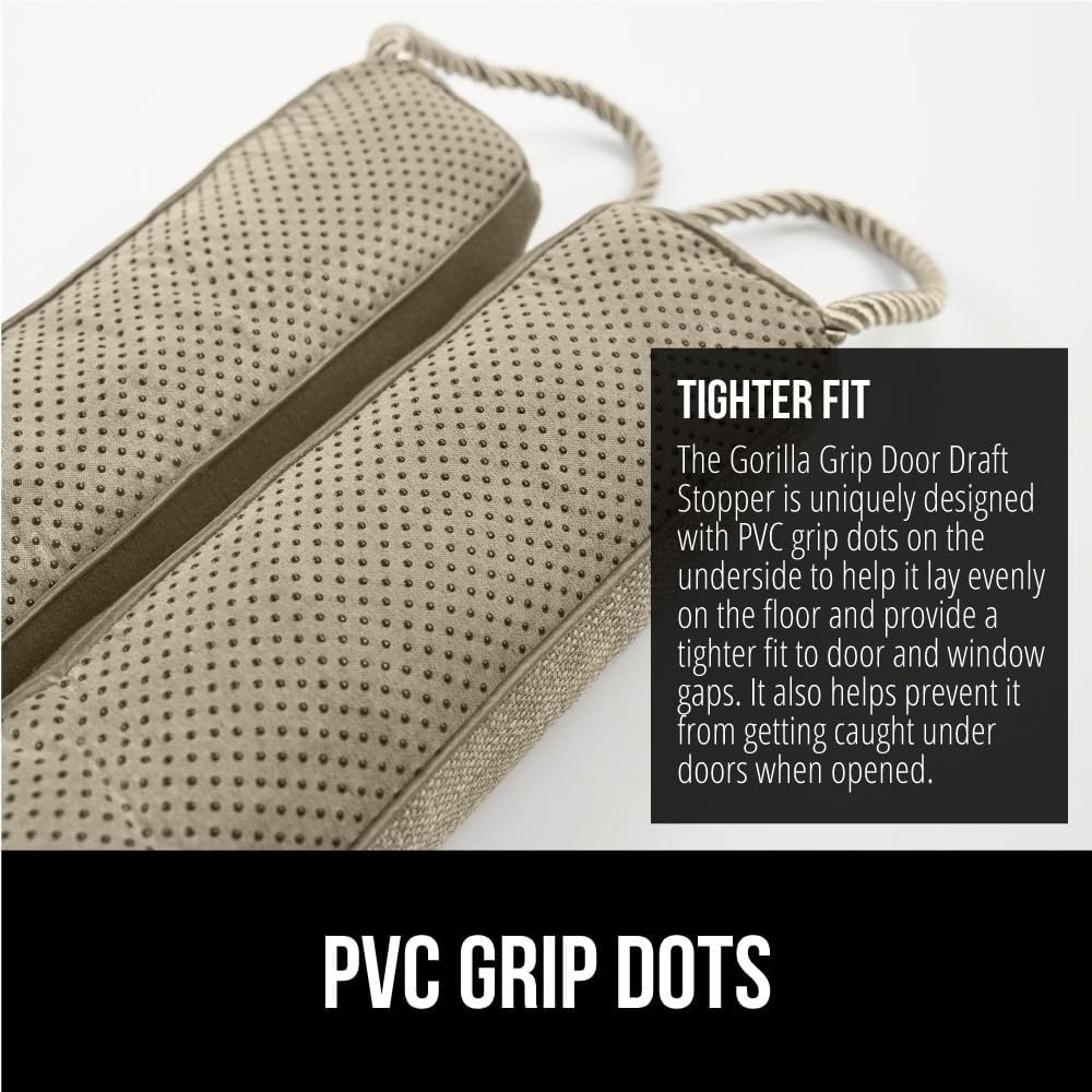 GORILLA GRIP Door Draft Stopper for Bottom of Doors, Weather Stripping Seal Blocks Hot Air, Noise, Bugs, Keeps Cold AC in, Sound Proofing Easy Install Gap Filler, Home Essentials, 34 Inch, Beige