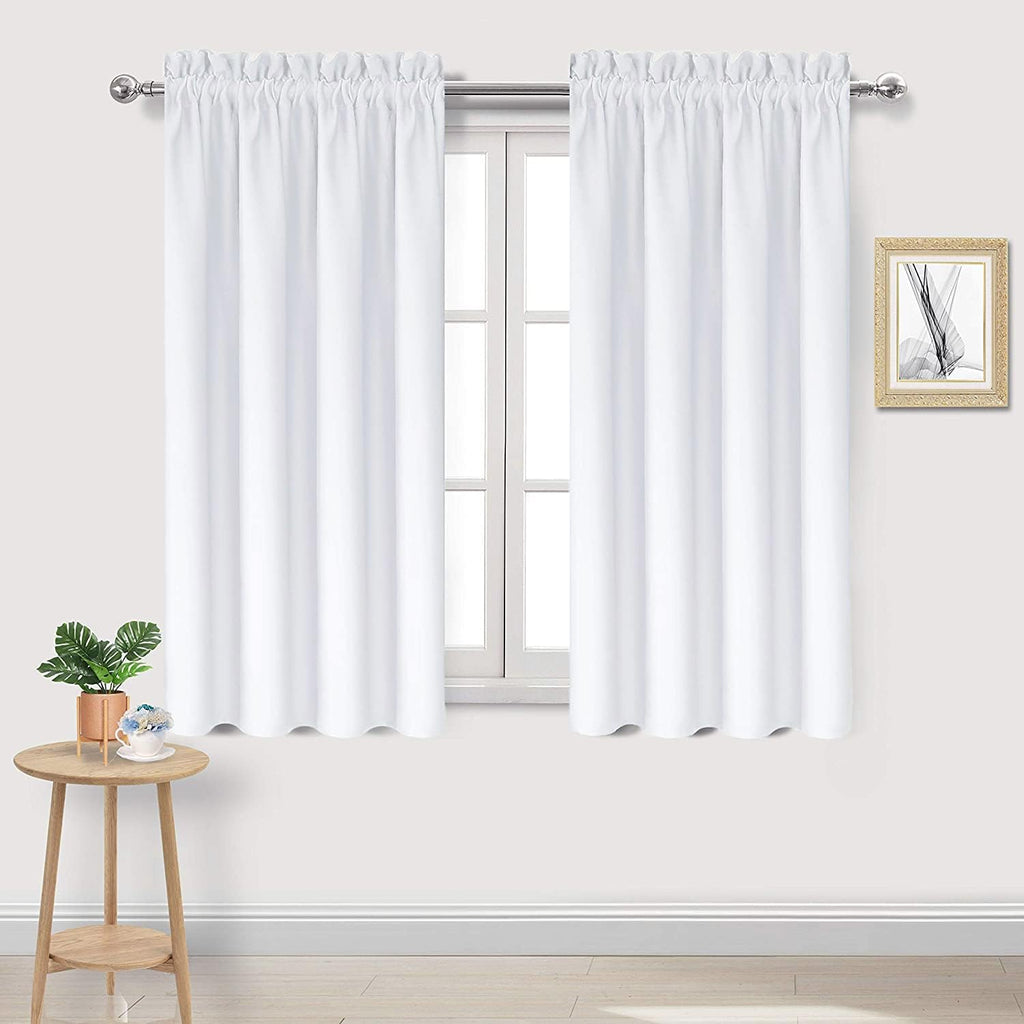 DWCN White Curtains for Living Room Thermal Insulated, 50% Light Blocking Curtains for Bedroom, Dining Room Window, W 38x L 54 Inch, Set of 2 Rod Pocket Curtain Panels