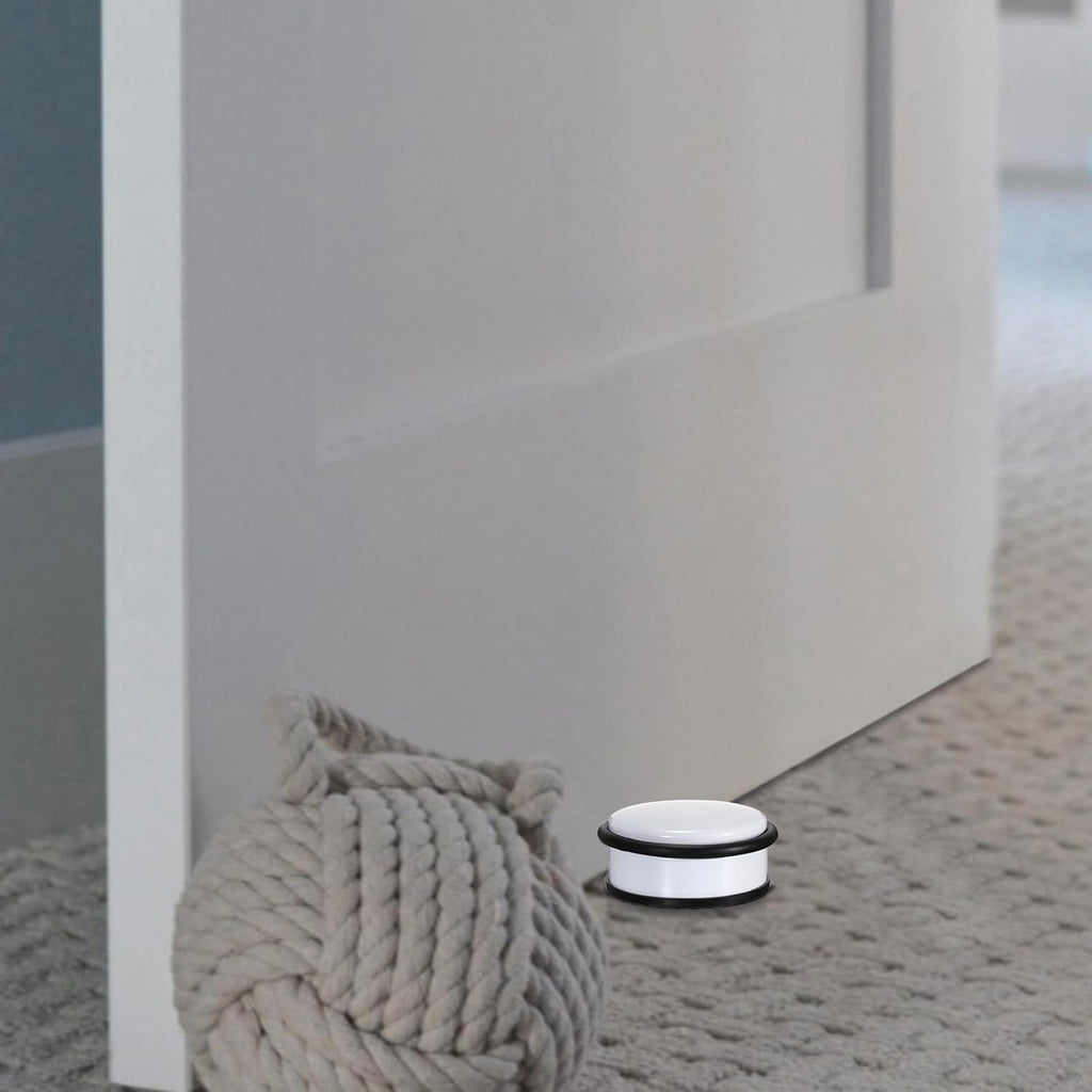 Sumnacon Heavy Duty Floor Door Stopper No Drill, Durability Stainless Steel Door Stops with Anti-Skid Rubber - Contemporary Decorative Safety Doorstop for Home Office Commercial Industrial,White