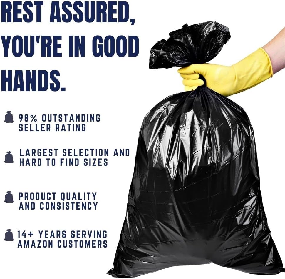 Plasticplace 20-30 Gallon Trash Bags │ 2.0 Mil │ Black Heavy Duty Garbage Can Liners │ 30" x 36" (100 Count)