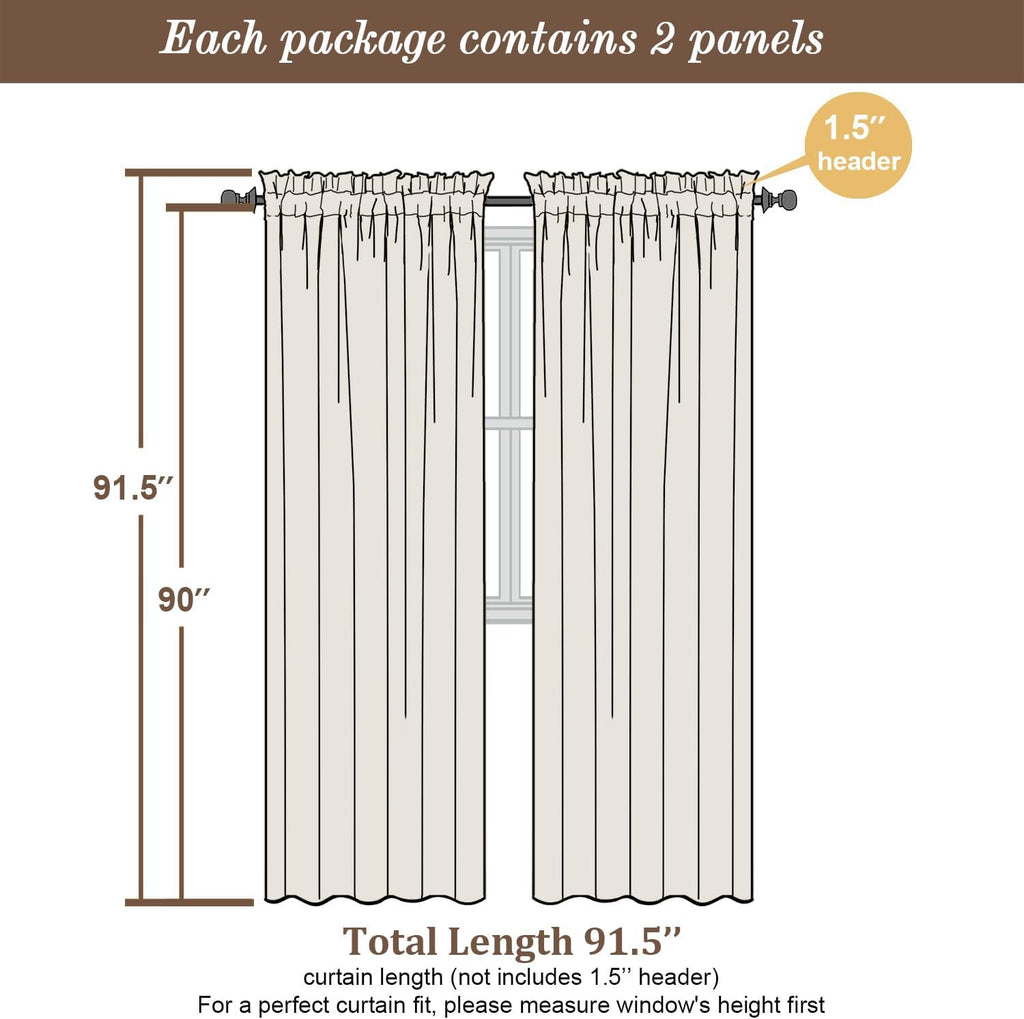 Chyhomenyc White Sheer Curtains 90 Inches Long 2 Panels, Light Filtering White Curtains for Living Room, Soft Gentle Voile Rod Pocket Bedroom Window Drapes, 59Wx90L Inch, 2PCS