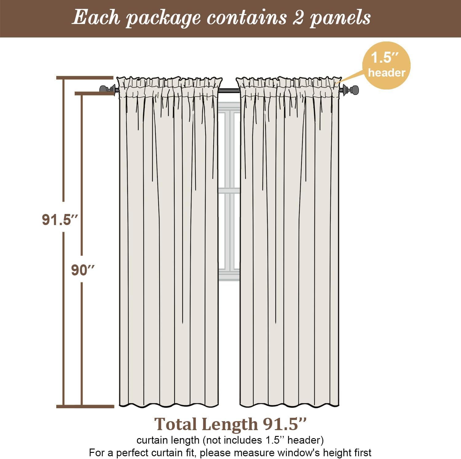 Chyhomenyc Sheer Ivory Curtains 90 inches Long 2 Panels, Light Filtering Soft Airy Solid Elegant Voile Window Treatment Drapes for Bedroom Living Room Wedding Party Decor, 42 Wx90 L Inches