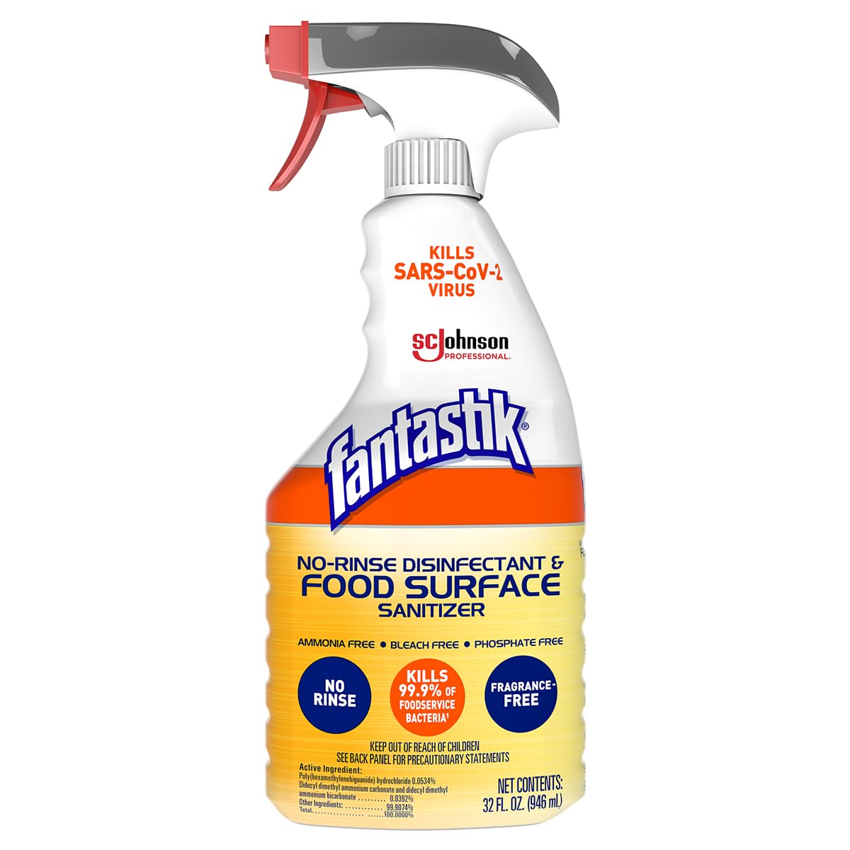 SC Johnson Professional Fantastik No Rinse Disinfectant & Food Surface Sanitizer 32oz