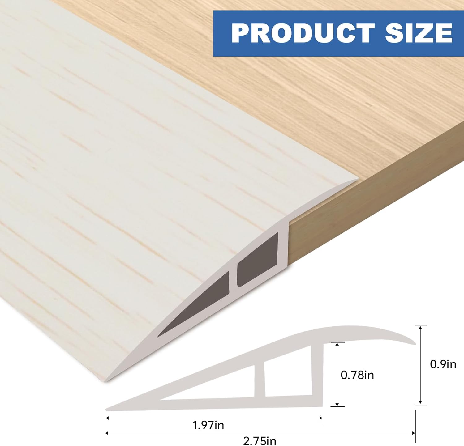 Vinyl Door Threshold Flooring Transition Strip Self Adhesive Carpet Edging Strip for Laminate Doorway Edge Threshold from 3/5" to 4/5" (Beige Wood Grain, 10 Ft)