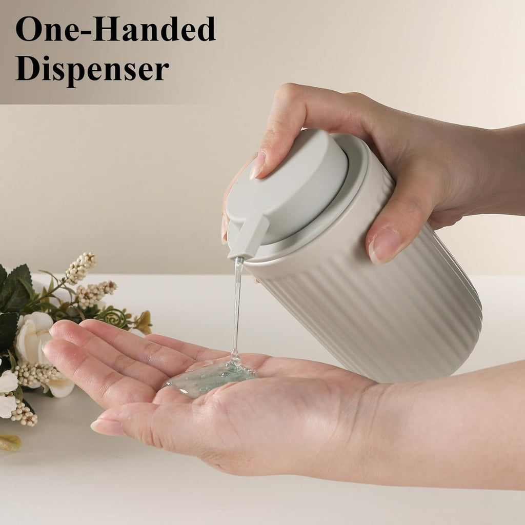 BosilunLife Dish Hand Soap Dispenser - Liquid Pump Soap Dispenser for Bathroom Decro 12oz Ceramic Kitchen Dish Dispenser with Rust-Proof Liquid Pump Modern Refillable Lotion Bottles