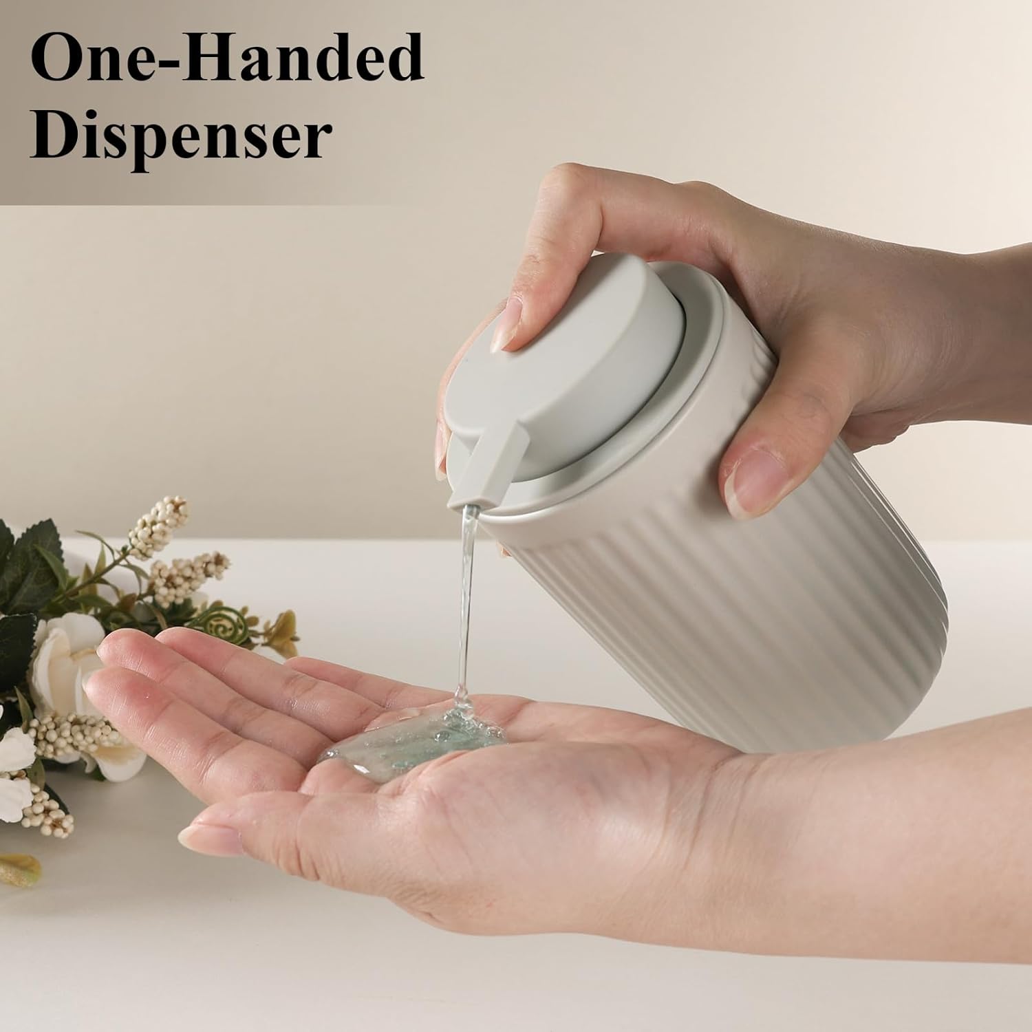 BosilunLife Dish Hand Soap Dispenser - Liquid Pump Soap Dispenser for Bathroom Decro 12oz Ceramic Kitchen Dish Dispenser with Rust-Proof Liquid Pump Modern Refillable Lotion Bottles