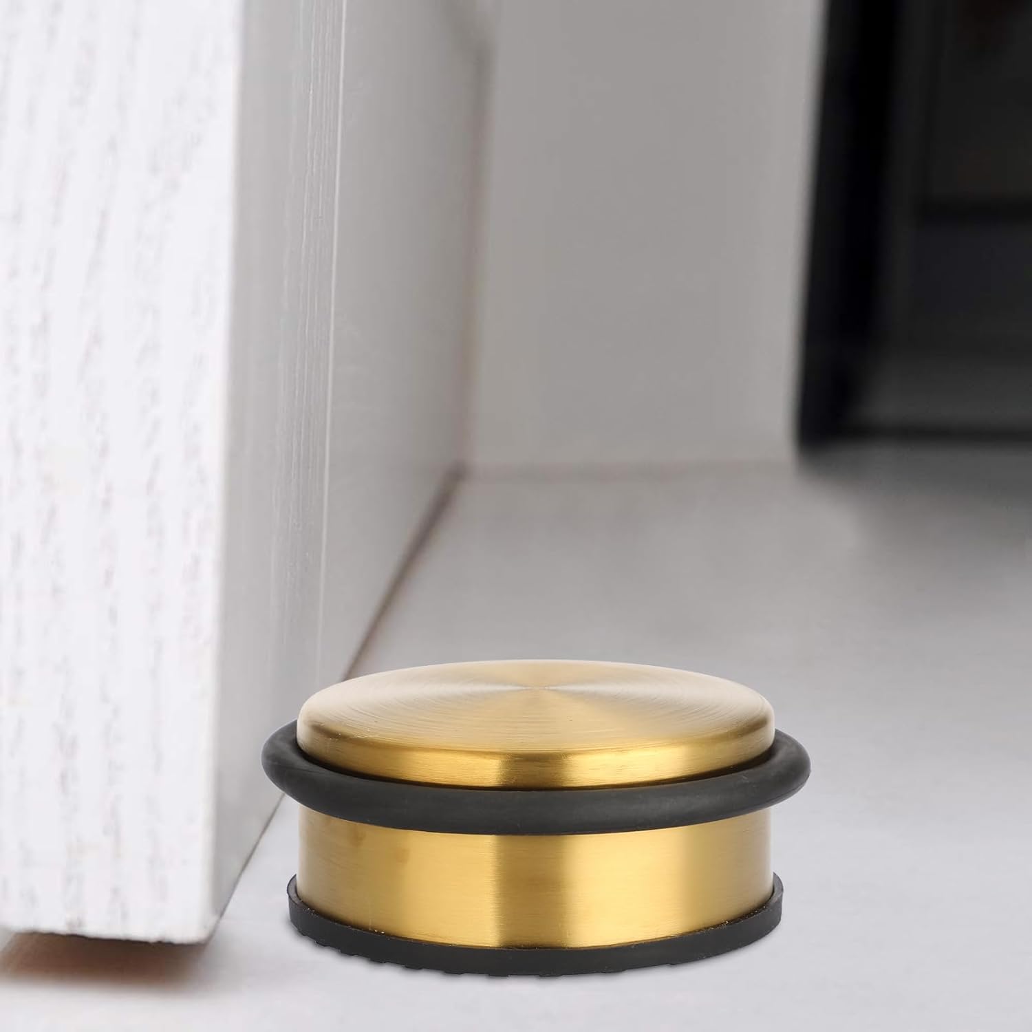 Sumnacon Heavy Duty Floor Door Stopper No Drill, Durability Stainless Steel Door Stops with Anti-Skid Rubber - Contemporary Decorative Safety Doorstop for Home Office Commercial Industrial,Gold
