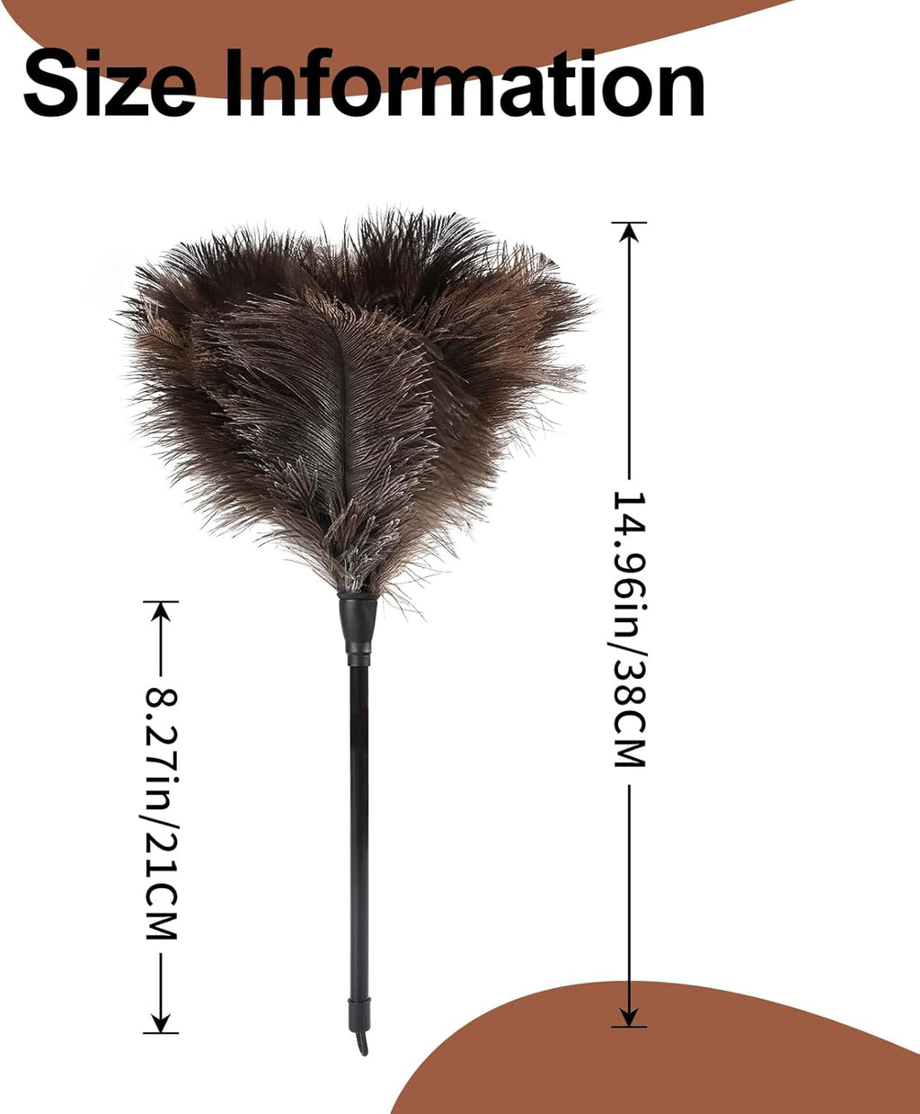 Ostrich Feather Duster-14.9 Inch Mini Natural Feathers Dusters with Plastic Handle Reusable Handheld for Cleaning Supplies Home Car Office(2pcs)