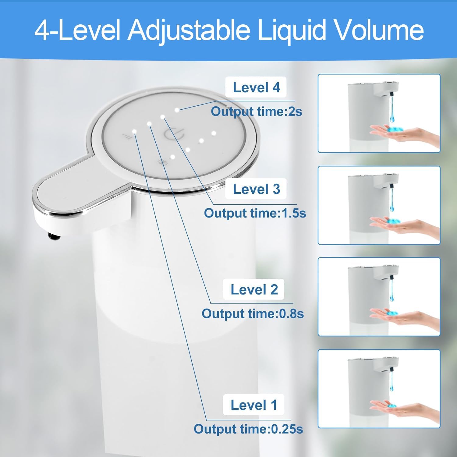 Automatic Liquid Soap Dispenser, Touchless Hand Soap Dispenser Rechargeable, Dish Liquid Soap Dispenser Electric for Bathroom Countertop, Kitchen and Commercial 12.85oz/380mL