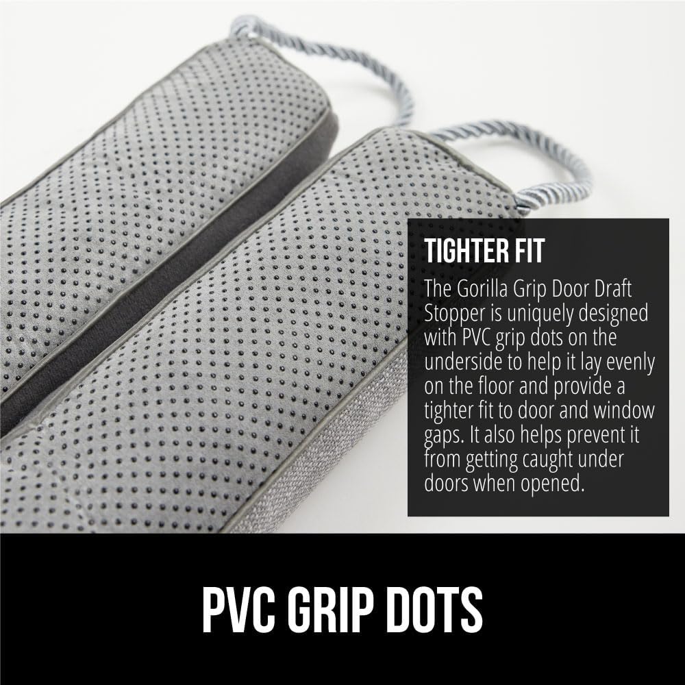 GORILLA GRIP Door Draft Stopper for Bottom of Doors, Weather Stripping Seal Blocks Hot Air, Noise, Bugs, Keeps Cold AC in, Sound Proofing Easy Install Gap Filler, Home Essentials, 38 Inch, Slate Gray