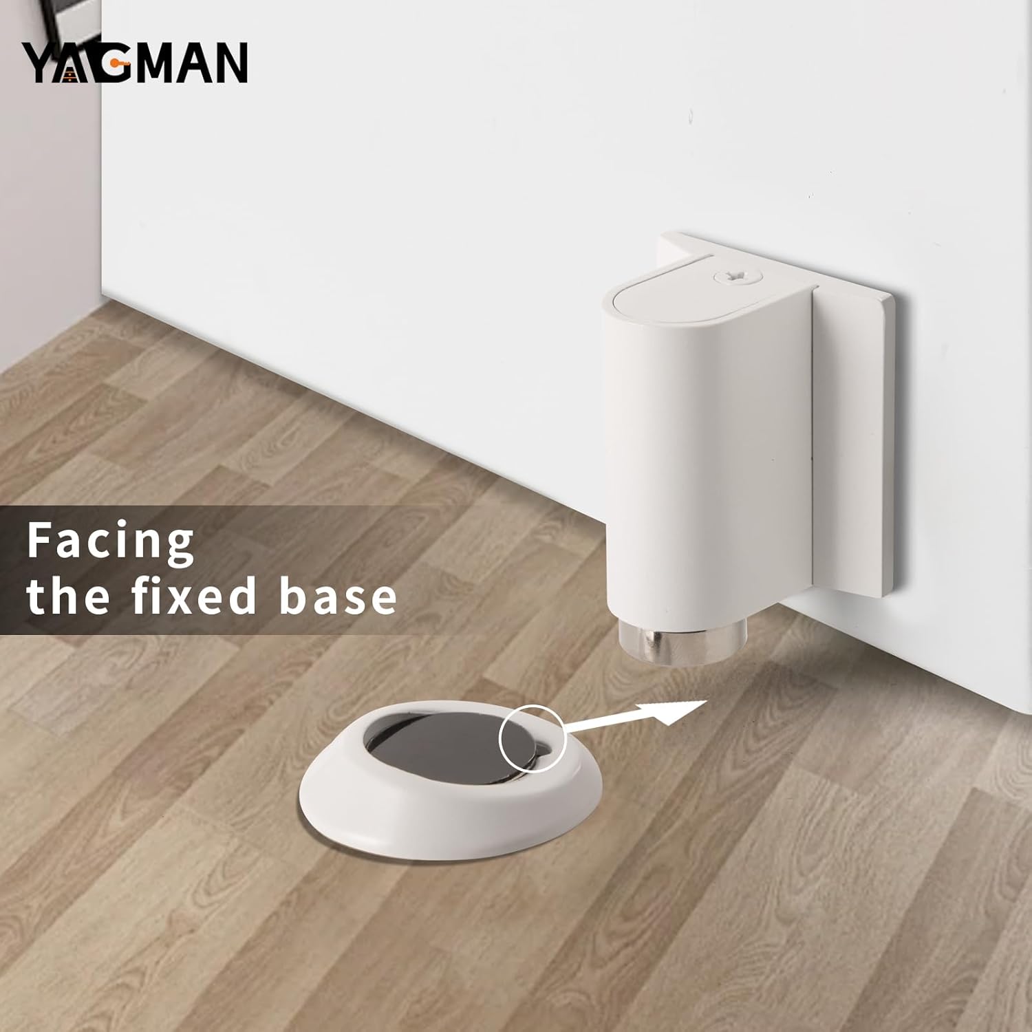 3 Pack Magnetic Door Stoppers Retractable Bottom of Door Holder No Drilling Mount Floor Door Stop with Screws and Adhesive Catch Door Keep Door Open White WT-3