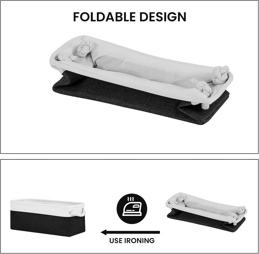 DULLEMELO Toilet Paper Storage Basket, Toilet Paper Basket for Back of Toilet, Bathroom Storage Basket for Cosmetics Towels Toilet Paper, Toilet Tank Basket with Rope Handles for Toilet(White&Black)