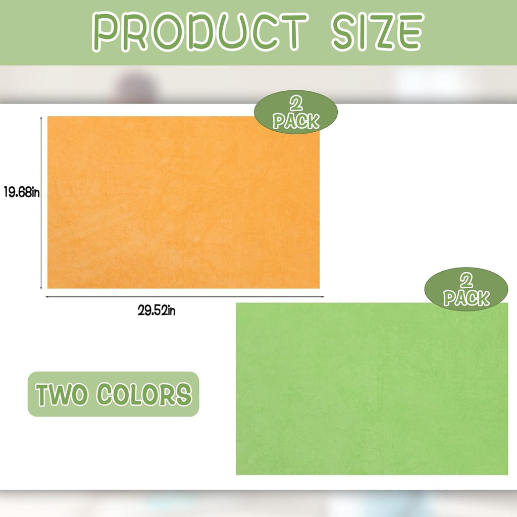 4 Pack Extra Large Microfiber Cleaning Cloths 20"x30", Lint-Free Reusable Towels for Home, Glass, Windows, Office, Kitchen, Bathroom – Green & Orange