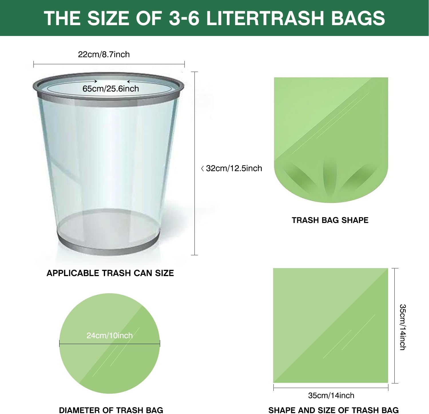 Small Trash Bags 1.2 Gallon (5L) - 120 Counts Garbage Bags, Unscented Compost Bags for Bathroom, Office & Dorm