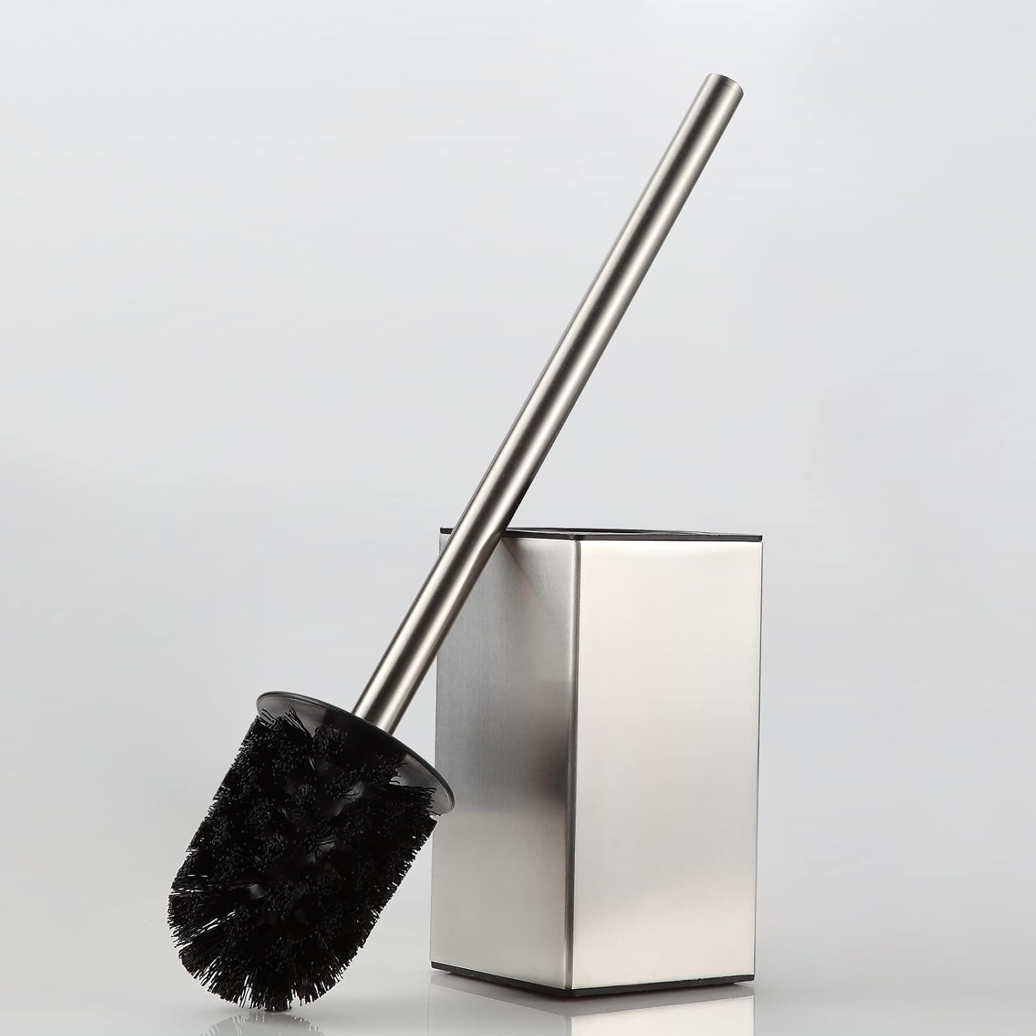 BGL Toilet Brush Holder Stainless Steel 304 Standing Brushed Nickel Square Toilet Bowl Brush for Bathroom Storage and Organization