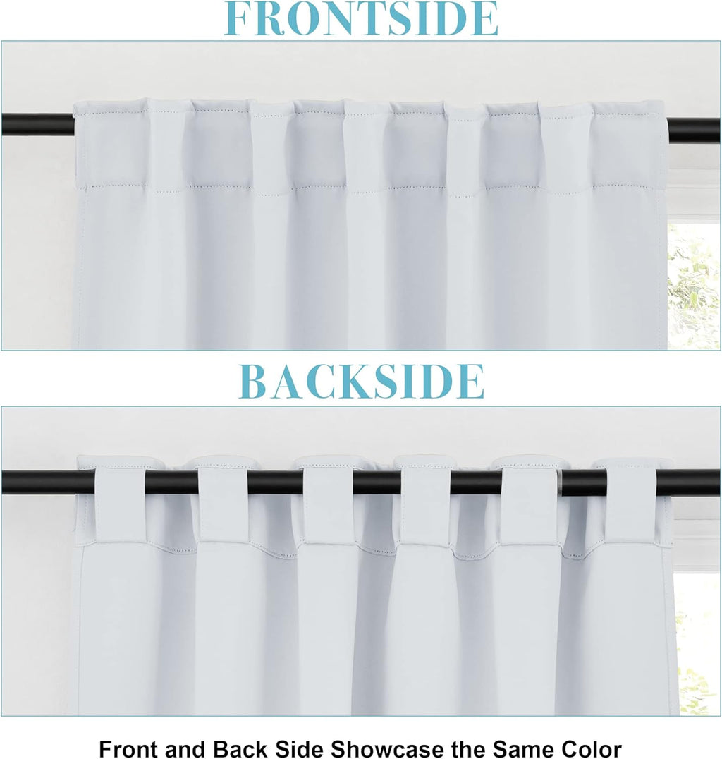 RYB HOME Room Darkening Kitchen Curtains 2 Panels Set,Thermal Insulated Small Window Treatment Heavy Duty Privacy Tiers for Laundry Bedroom Bathroom, Greyish White, W42 x L36 inch