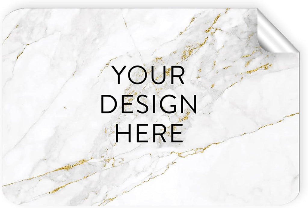 100 Custom Vinyl Stickers - Upload Your own Image, Text, Design, Logo - Personalized Logo Labels for Handmade, Packaging, Bottle, Jars, Candle, Brand Stickers (Gold Marble, 3x2)