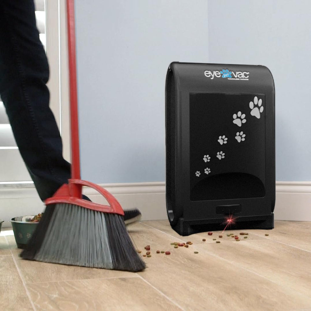EyeVac Pet Touchless Vacuum Automatic Dustpan - Ultra Fast & Powerful - Great for Sweeping Cat Dog Pet Hair Food Dirt Kitchen, Corded Canister Vacuum, Bagless, Automatic Sensors, 1400 Watt (Black)