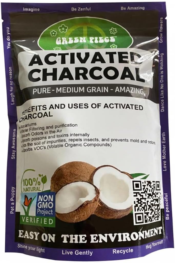 Green Piece® Activated Charcoal Pure - Medium Grain Air Purifying Bag - Kid/Pet Friendly Air/Water Fresheners - Odor Absorber - Resealable Bag Made by Green Piece (1 Pound)