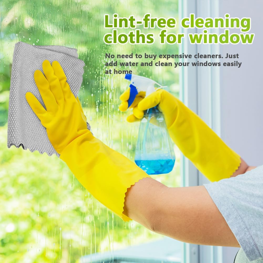 HOMEXCEL Grey Microfiber Glass Cleaning Cloths-6PK, 16"x14" Lint Free Window Cleaning Cloth, Glasses, Mirrors, Screens, Stainless Steel, Premium Microfiber Wipes for Cleaning, Glass and Window Cleaner