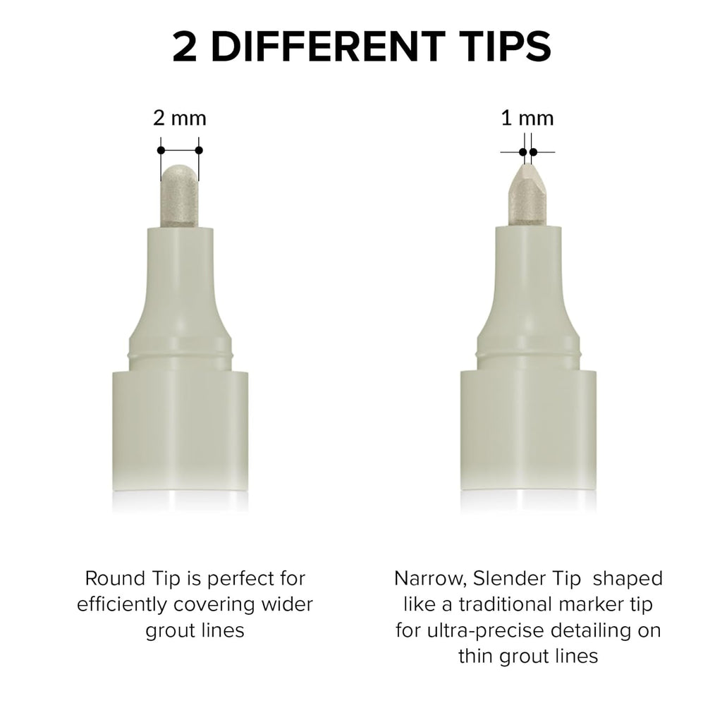 X-Protector Water Based Grout Marker - 2 PCS with 8 Tips, Cream