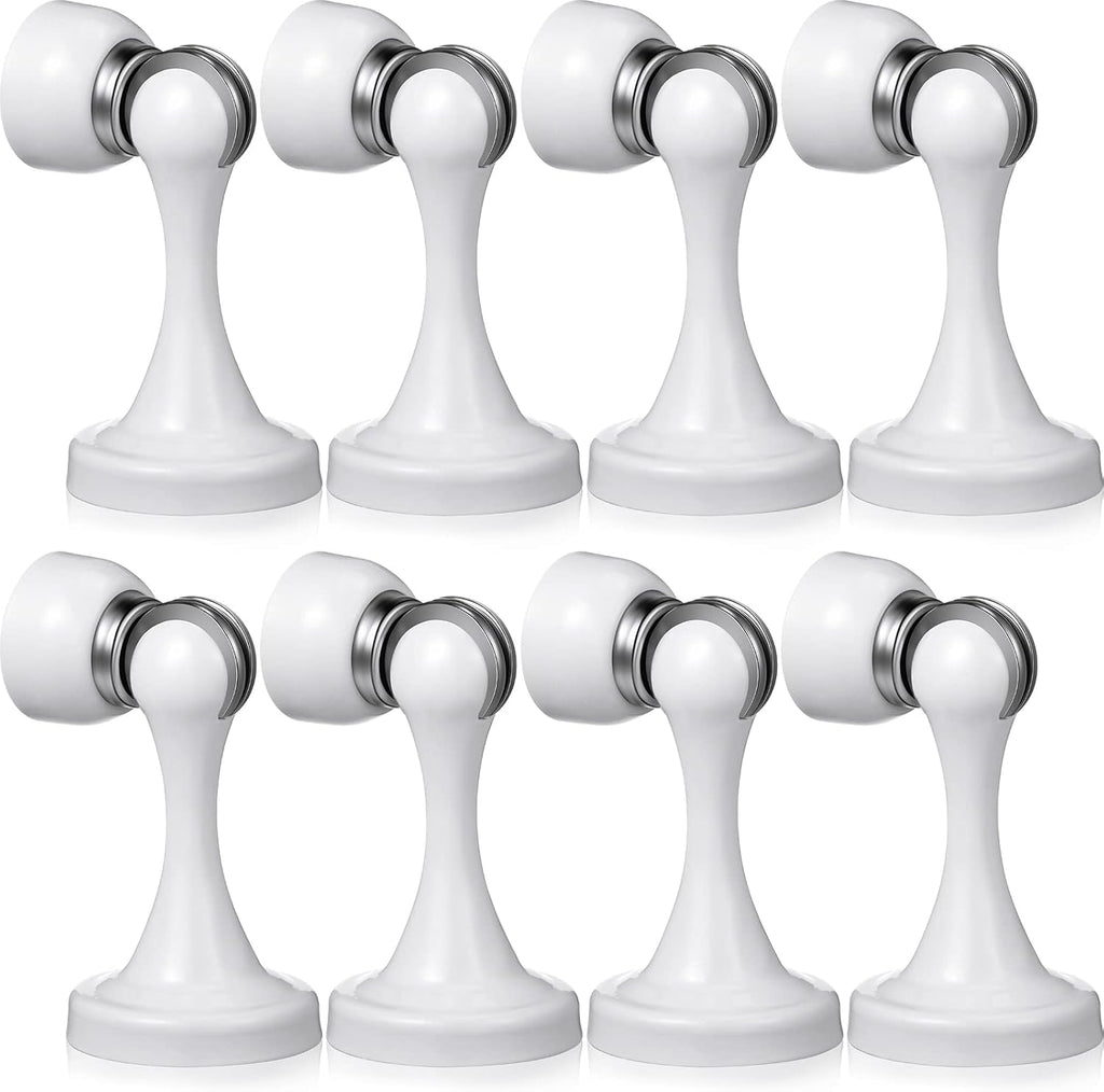 8 Pcs Magnetic Door Stoppers Stainless Steel Door Stops Magnetic Catch Holder with Screws for Wall Floor Mounted Wall Protector Hold (White)