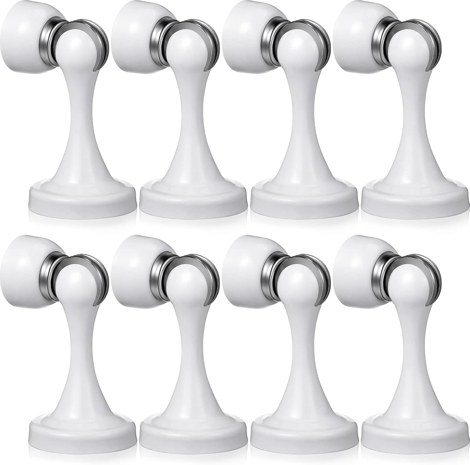 8 Pcs Magnetic Door Stoppers Stainless Steel Door Stops Magnetic Catch Holder with Screws for Wall Floor Mounted Wall Protector Hold (White)