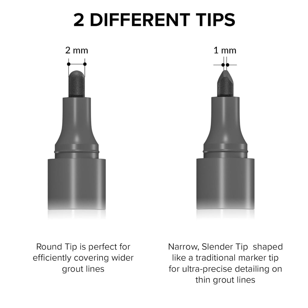 X-Protector Water Based Grout Marker - 2 PCS with 8 Tips, Light Grey