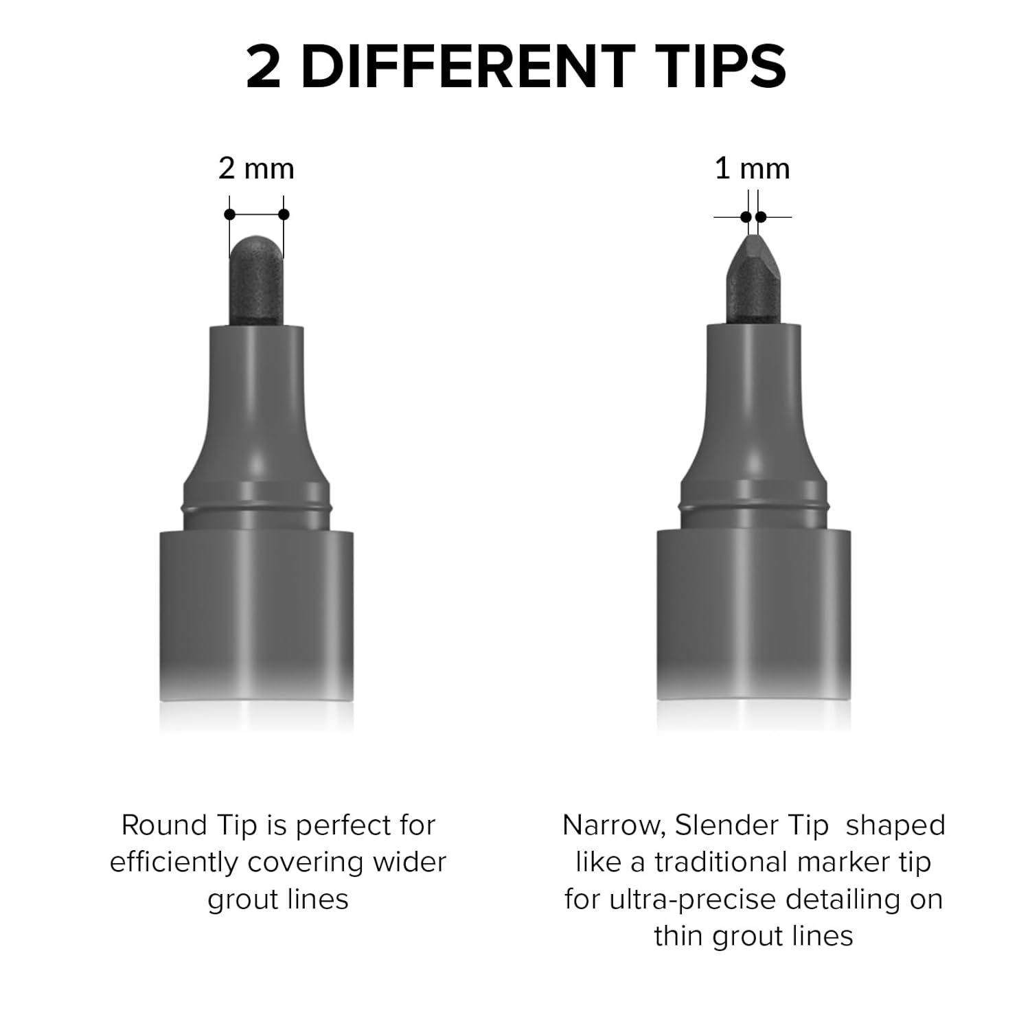 X-Protector Water Based Grout Marker - 2 PCS with 8 Tips, Light Grey