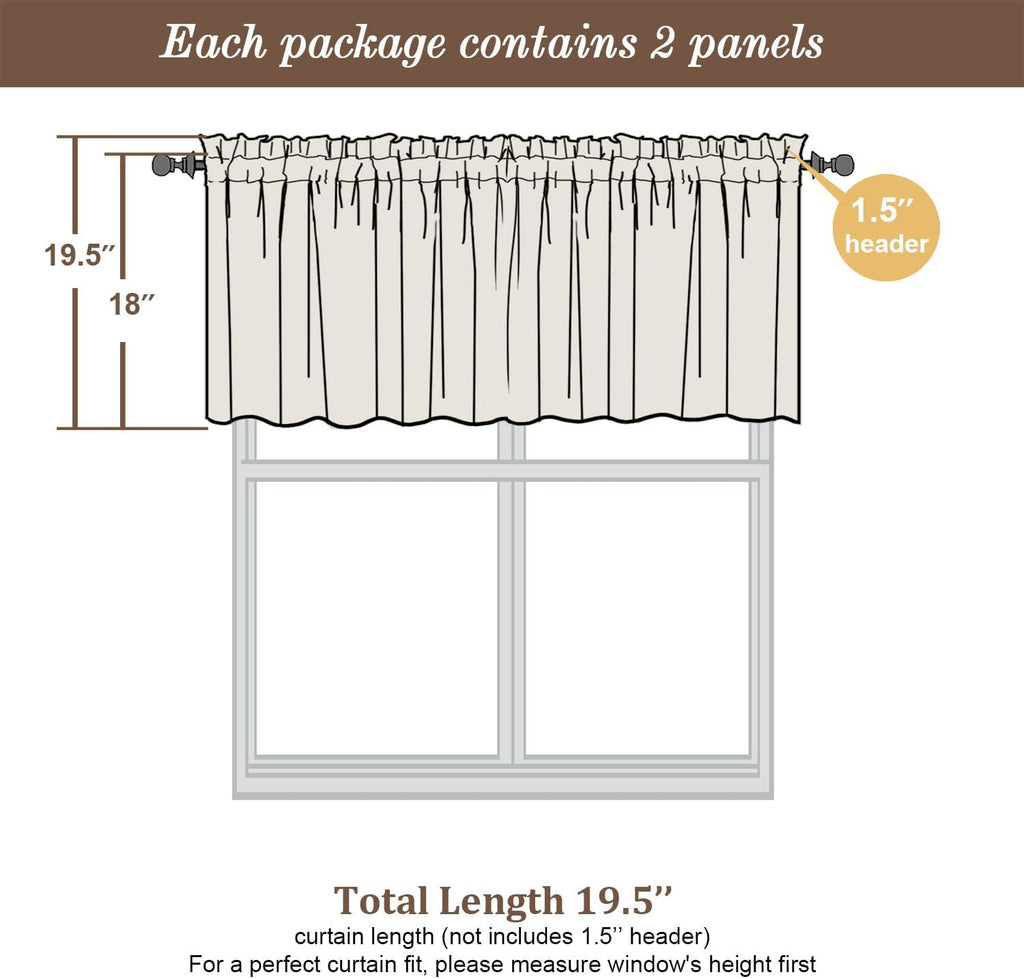 Chyhomenyc Sheer Charcoal Grey Valances for Windows 2 Pack, Small Window Curtains for Living Room Bathroom Cafe Laundry Basement, Modern Top Dual Rod Pocket Voile Curtain, 42W x 18L inches