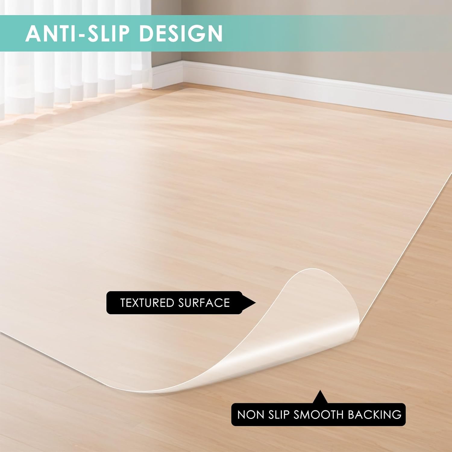 Vicwe Office Chair Mat for Hard Floor, 48"x36" Anti-Slip PVC Computer Chair Mat, Easy Glide for Chairs, Multi-Purpose Floor Protector Desk Chair Mat for Home Office