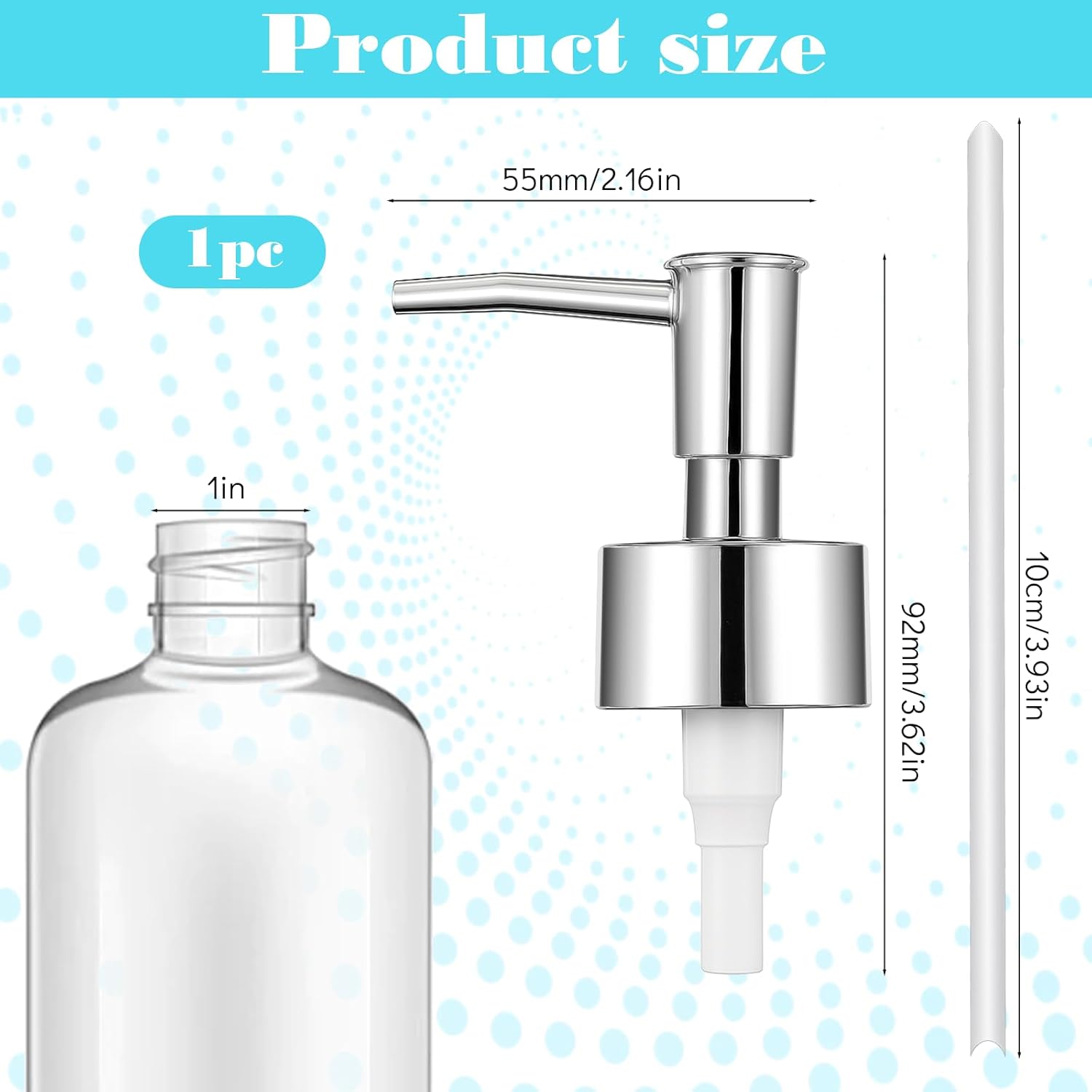 2 Pcs Pumps Lotion Soap Dispenser Replacement Silver Soap Pump Dispenser Head for Liquid Soaps Lotion or Dish Soaps Refill Dispensers for Regular Mouth Plastic Shampoo Bottle