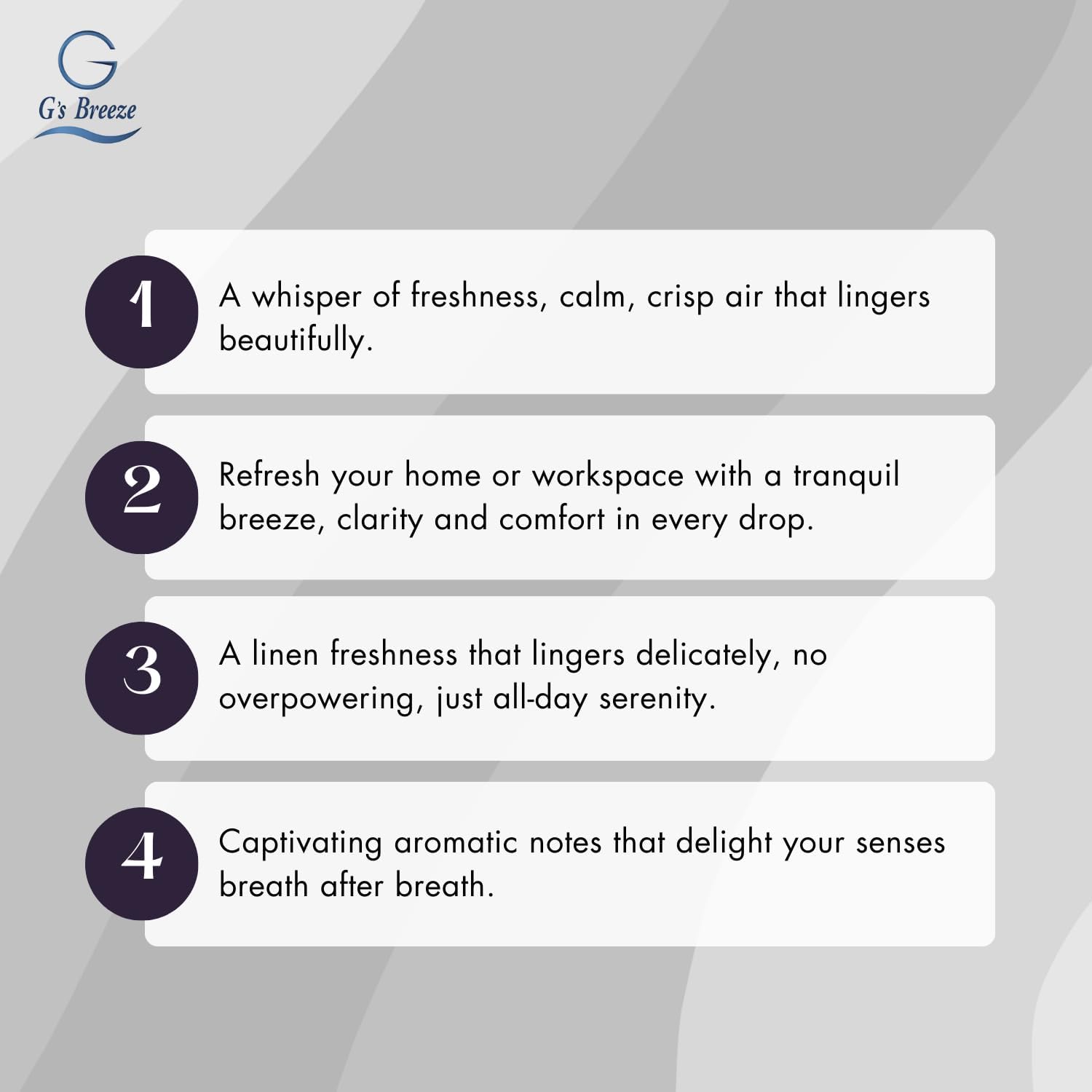 G's Breeze Linen Diffuser Oil Refill - Crisp, Clean Fragrance with Cotton & Floral Notes - Inviting & Fresh Scent for Any Space – Ideal for Home & Office – Long-Lasting Freshness Aroma - 60 ML