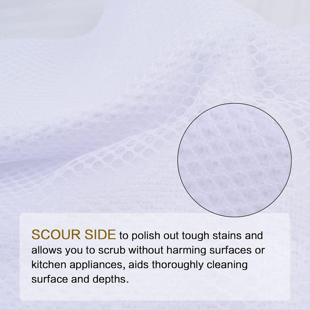 SINLAND Wholesale Microfiber Dish Cloth Best Kitchen Cloths Cleaning Cloths with Poly Scour Side 12Inchx12Inch 10 Pack White