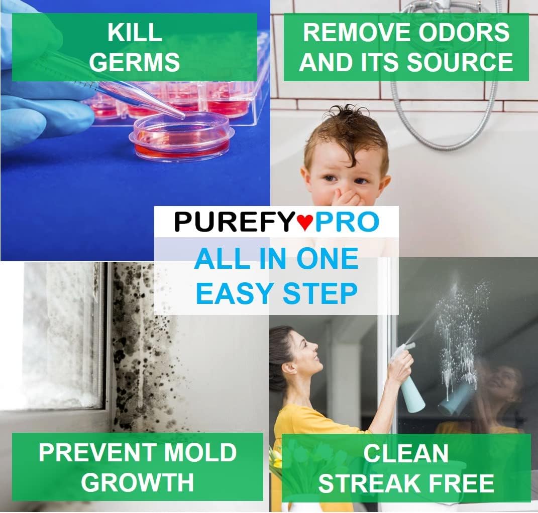Purefypro Disinfectant Spray (4oz) - Kills 99.9999% Viruses HIV, Monkeypox, Hepatitis, Norovirus, VRE, MRSA, No Rinse, No Residue. Suitable for All Surfaces