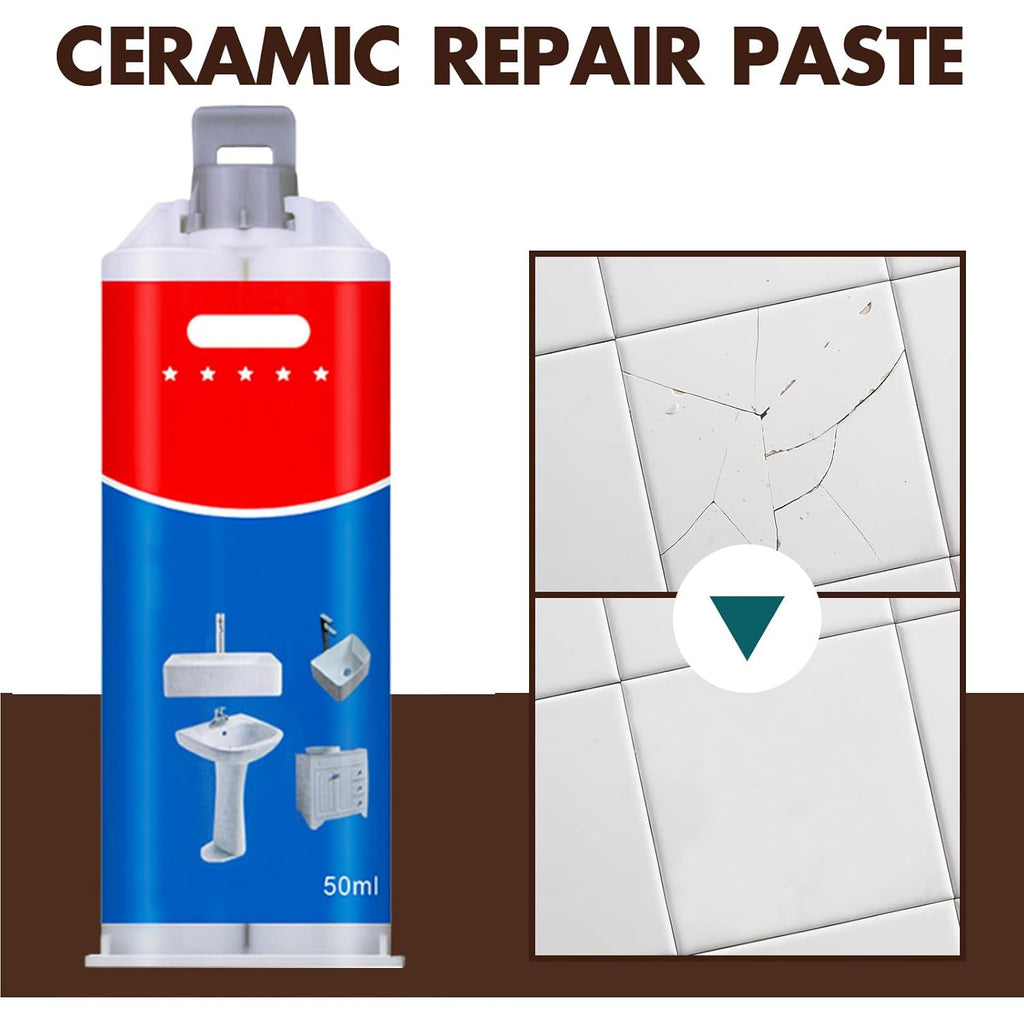 Tile and Ceramic Glaze Repair Paste,Ceramic Tile Crack Repair,Porcelain Sink Repair Kit,Tilegrout Repair,for Bathtub Tilefloors,Sinks, and Toilets (2PC)