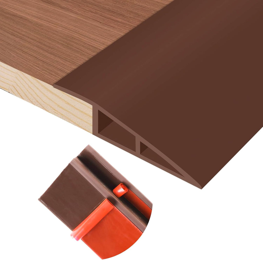 Floor Transition Strip Self Adhesive Vinyl Door Threshold for Doorways Carpet Edging Trim Overlap Edge Reducer for Laminate Floor, Carpet, Tile (Brown, 3/5" to 4/5", 3.3Ft)