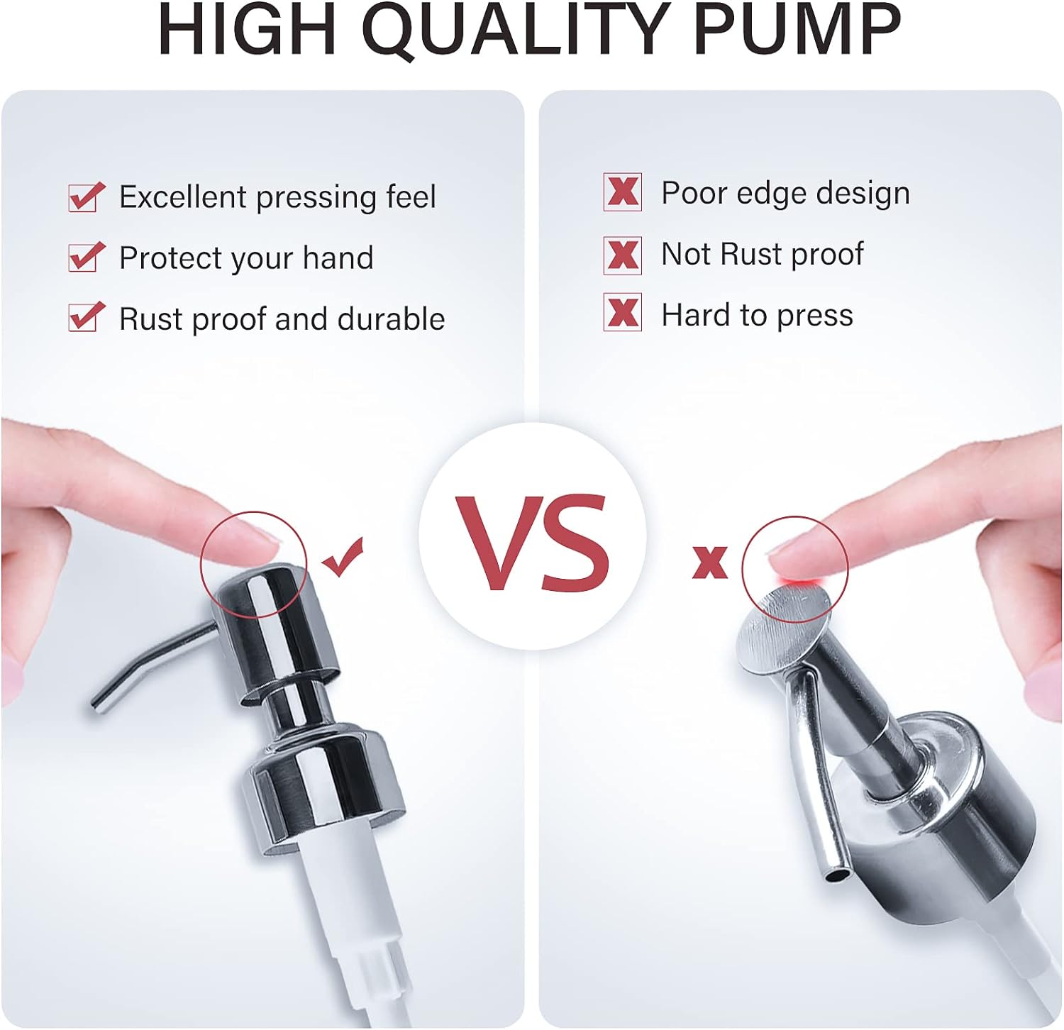 Clear Glass Soap Dispenser 18 oz, 2 Pack Hand Dish Soap Dispensers Bathroom with Stainless Steel Pump, Refillable Kitchen Liquid Decorative Bottles for Hand Sanitizer, Lotion