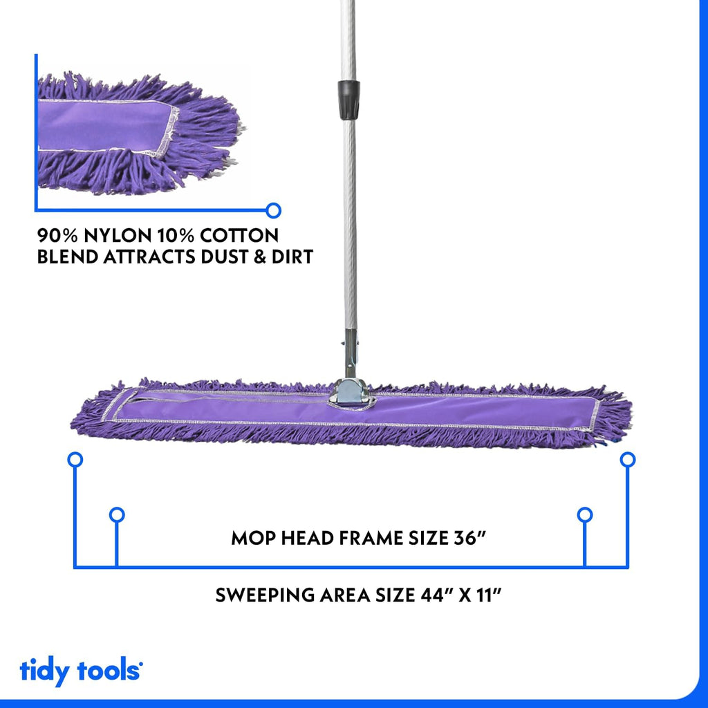 36 Inch Purple Commercial Dust Mop & Floor Sweeper with Extendable Handle – Mop for Hardwood, Tile, and Concrete Floor Cleaning
