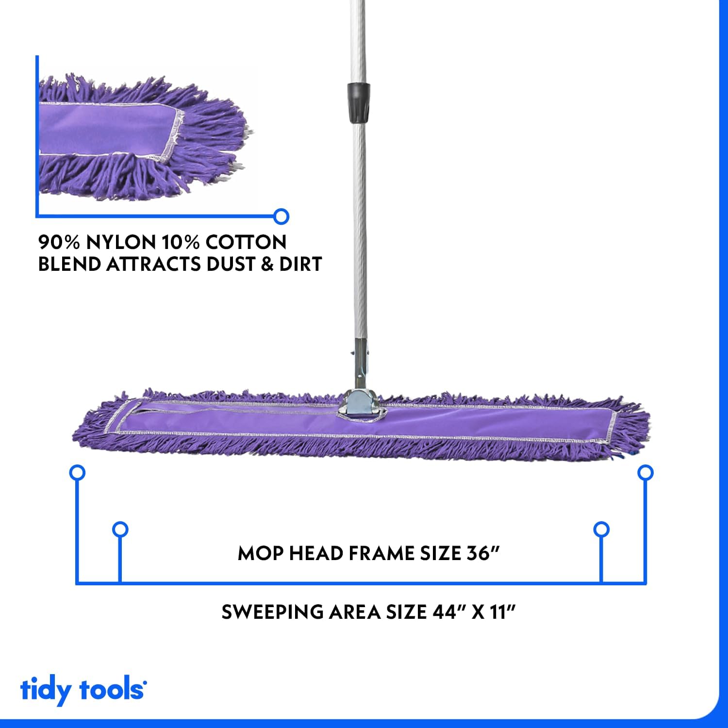 36 Inch Purple Commercial Dust Mop & Floor Sweeper with Extendable Handle – Mop for Hardwood, Tile, and Concrete Floor Cleaning