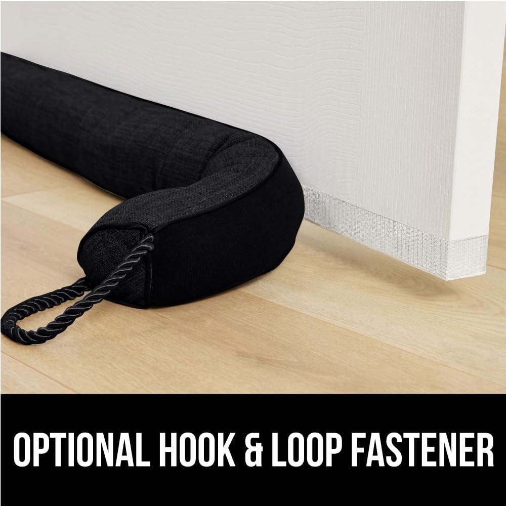 GORILLA GRIP Door Draft Stopper for Bottom of Doors, Weather Stripping Seal Blocks Hot Air, Noise, Bugs, Keeps Cold AC in, Sound Proofing Easy Install Gap Filler, Home Essentials, 38 Inch, Black