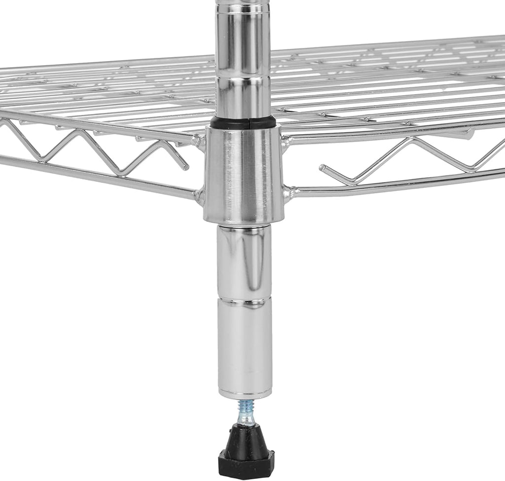 Amazon Basics 3-Shelf Adjustable Heavy Duty Steel Wire Rack Storage Shelving Organizer for Kitchen, Garage, 23.2" L x 13.4" W x 30" H, Chrome