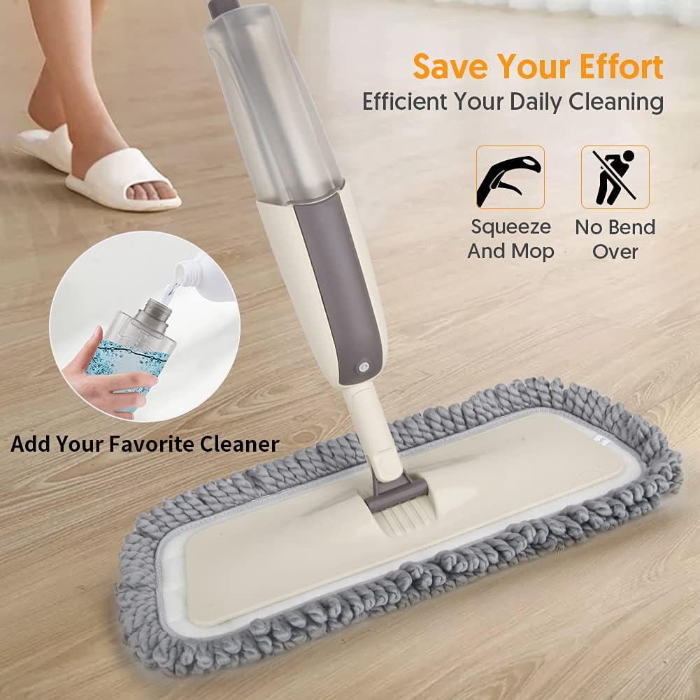 Spray Wet Mops for Hardwood Floor Cleaning - MEXERRIS Microfiber Dust Mop with Spray 3X Reusable Washable Pads Hard Wood Floor Mops Commercial Home Use for Laminate Wood Tiles Hardwood